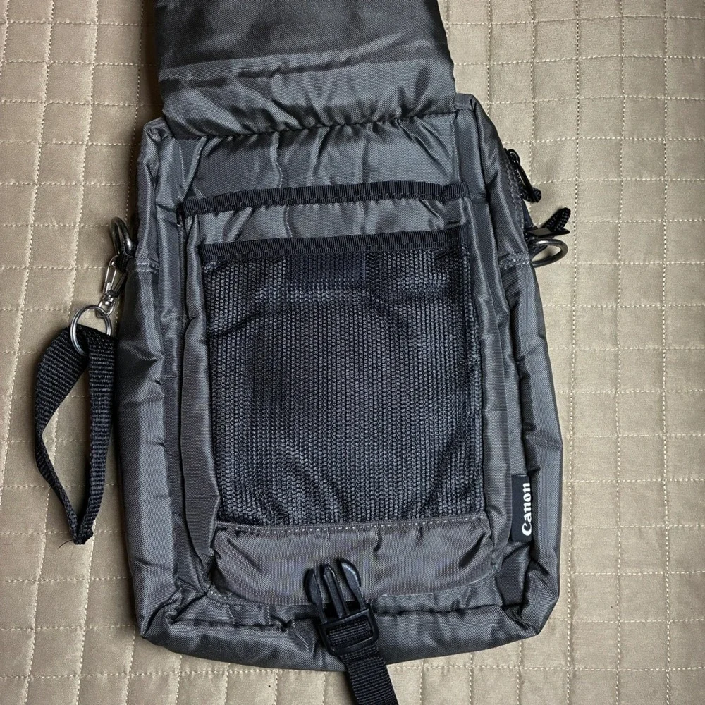 Canon‎ PowerShot Camera Bag Charcoal Gray Nylon Crossbody Shoulder Tech Case